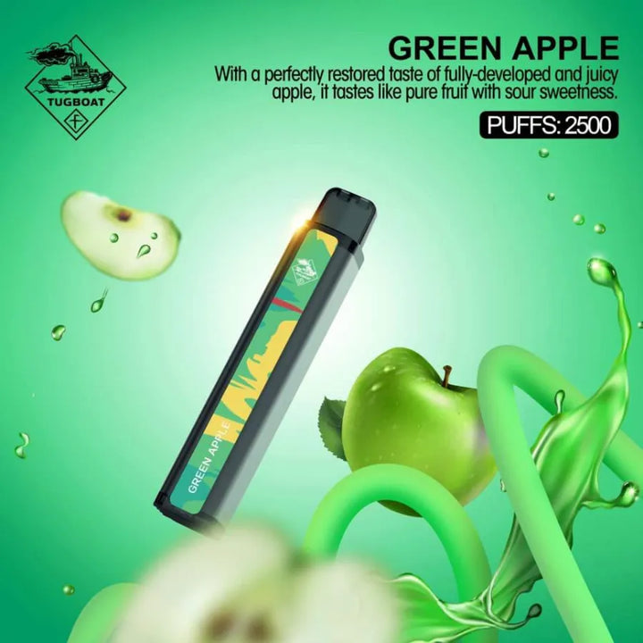 Green Apple - Tugboat XXL 2500 Puffs Disposable Vape shop in Dubai, UAE