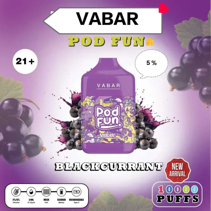 Blackcurrant - VABAR Pod Fun 10000 Puffs Disposable Rechargeable Vape in Dubai, UAE