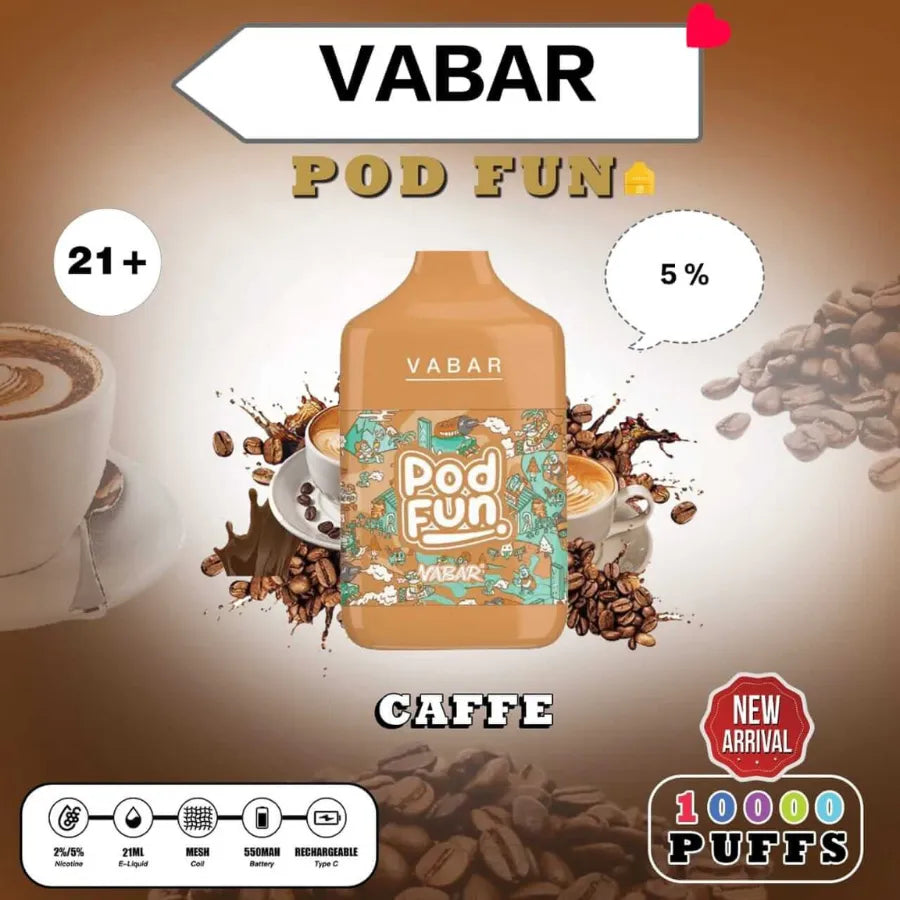 Caffe - VABAR Pod Fun 10000 Puffs Disposable Rechargeable Vape in Dubai, UAE