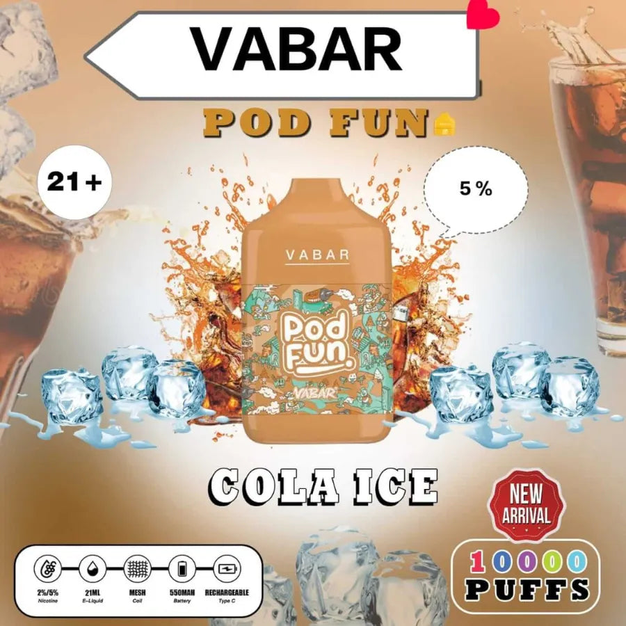 Cola Ice - VABAR Pod Fun 10000 Puffs Disposable Rechargeable Vape in Dubai, UAE