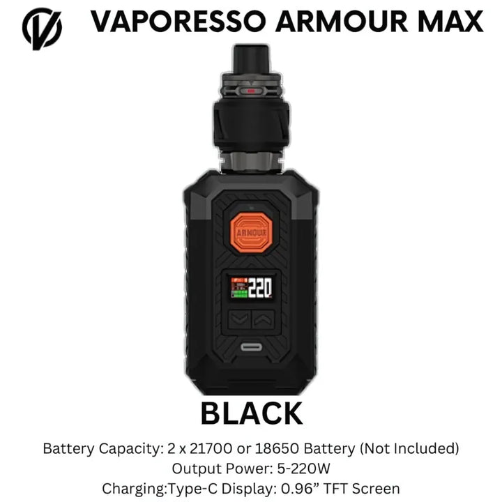 Black - VAPORESSO ARMOUR Max Pod System 220W  Vape Kit in Dubai, UAE