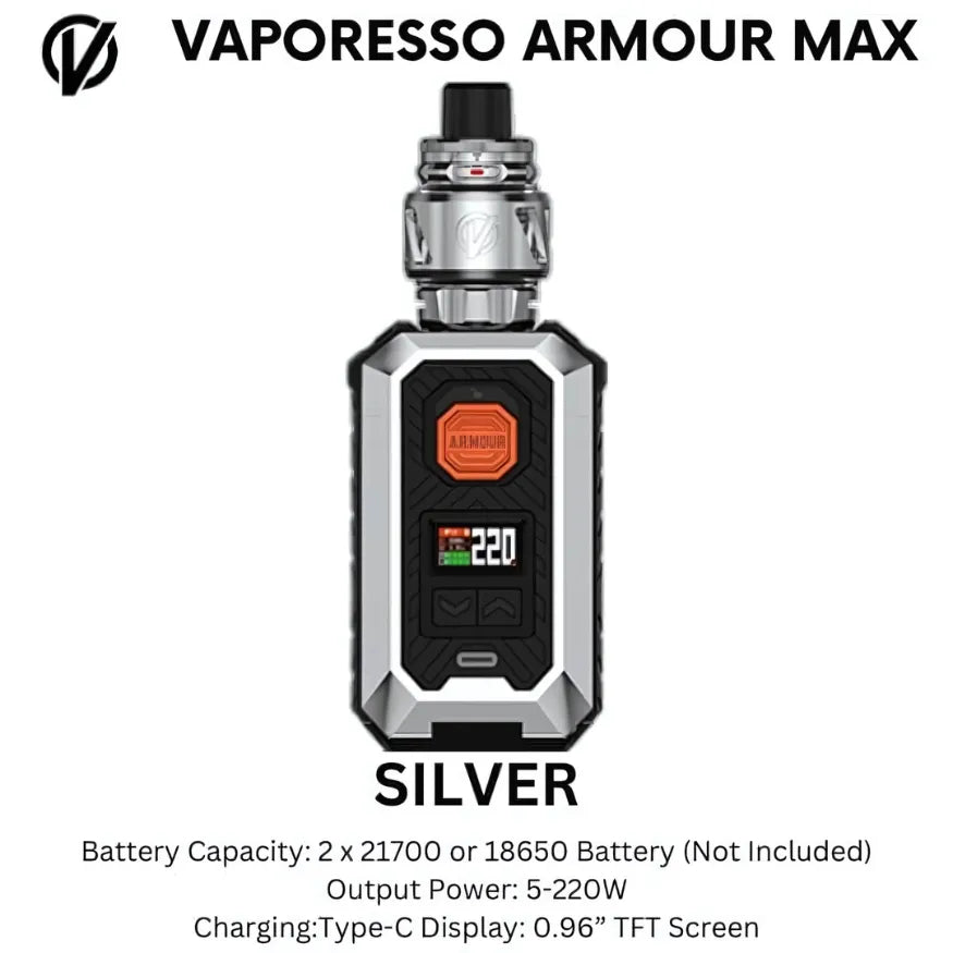 Silver  - VAPORESSO ARMOUR Max Pod System 220W  Vape Kit in Dubai, UAE