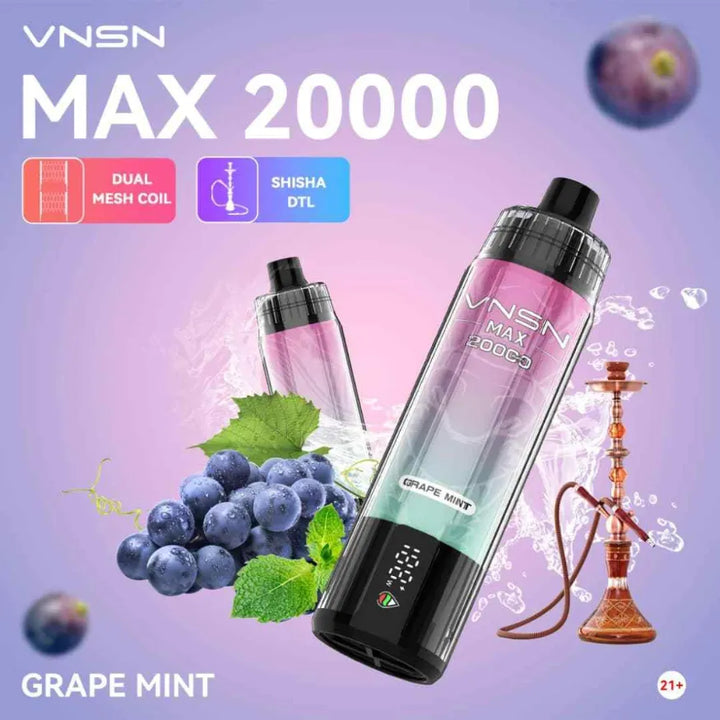 VNSN Max Shisha 20000 Puffs - Grape Mint 