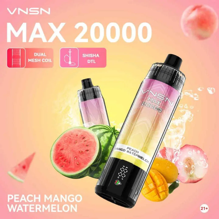 VNSN Max Shisha 20000 Puffs - Peach Mango Watermelon   