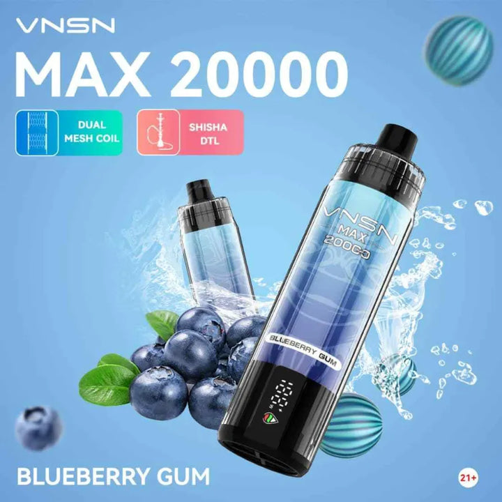 VNSN Max Shisha 20000 Puffs Disposable Vape - Blueberry Gum