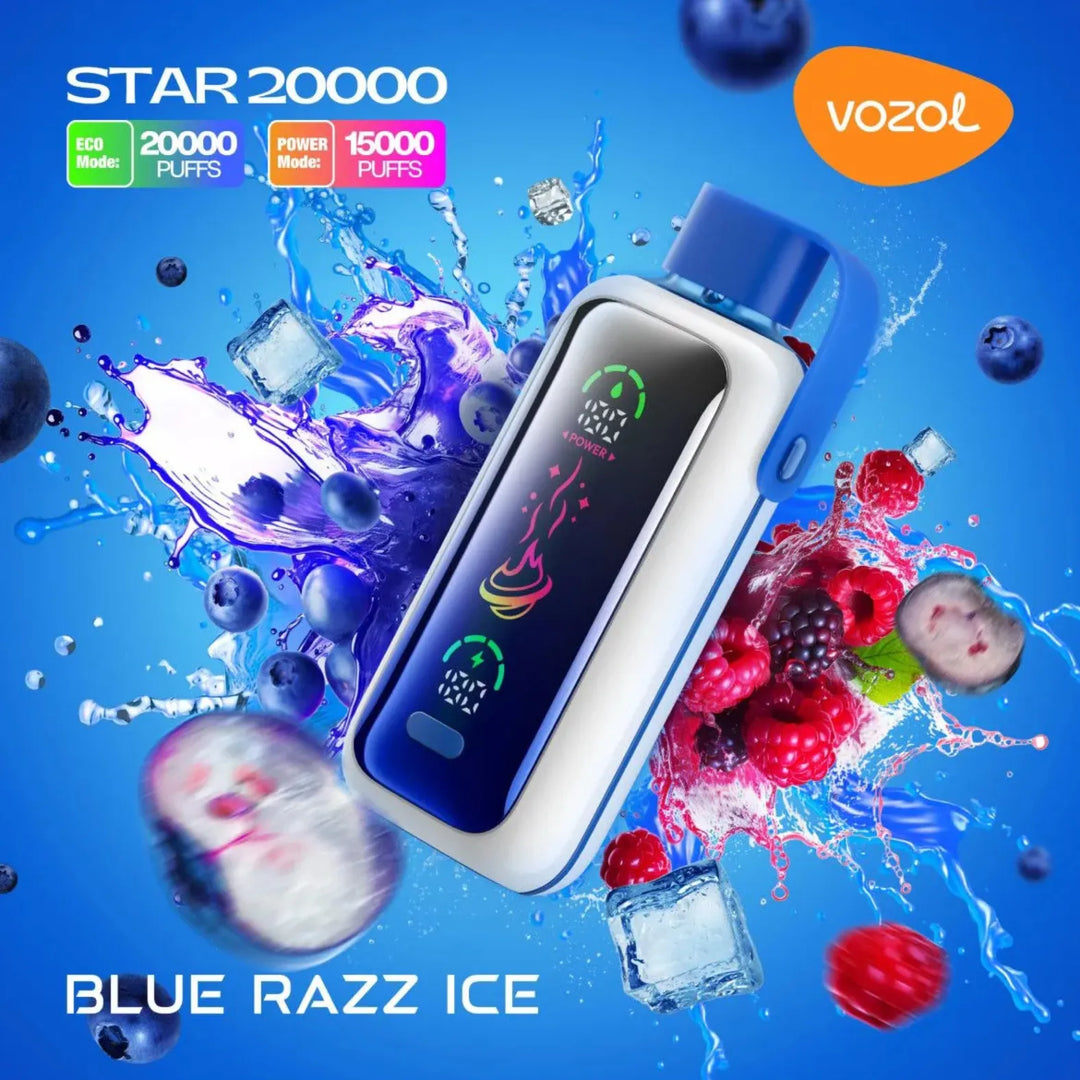 Blue Razz Ice  - VOZOL Star 20000 Puffs Disposable Vape 20mg & 50mg in Dubai, UAE