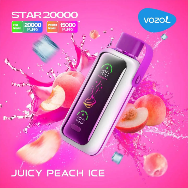 Juicy Peach Ice - VOZOL Star 20000 Puffs Disposable Vape 20mg & 50mg in Dubai, UAE