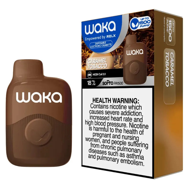 Caramel Tobacco - Waka soPro PA 1500Puffs 18mg/ml Disposable Vape in Dubai, UAE