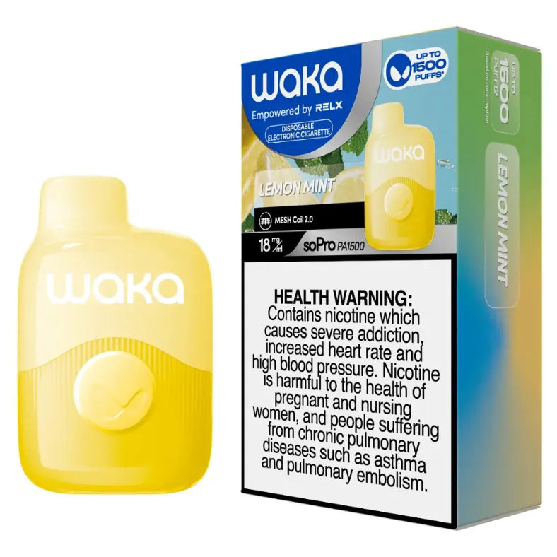 Lemon Mint  - Waka soPro PA 1500Puffs 18mg/ml Disposable Vape in Dubai, UAE