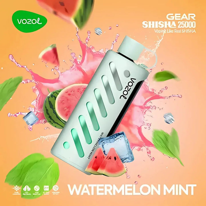 Watermelon Mint - VOZOL Gear Shisha 25000 Puffs Dual Mode Disposable Vape 5mg in Dubai, UAE