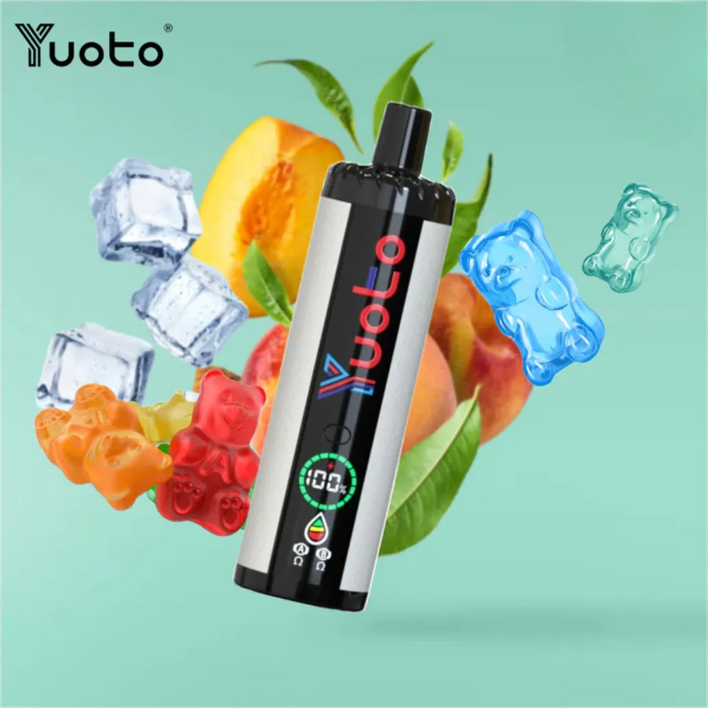 YUOTO Digi 15000 Puffs Peach Gummy Bears Disposable 50mg Rechargeable Vape in Dubai, UAE