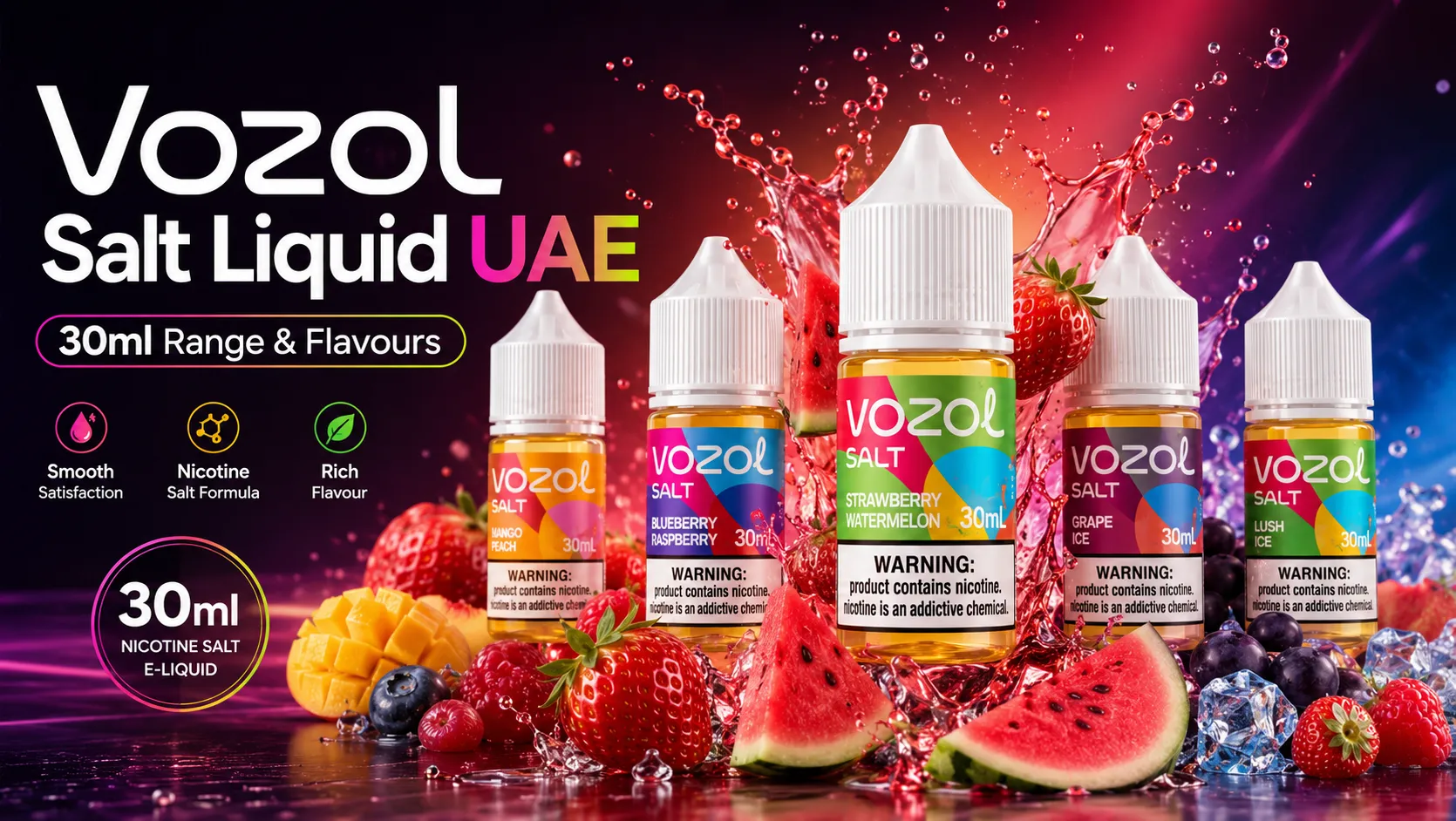 Vozol Salt Liquid UAE – 30ml Range & Flavours