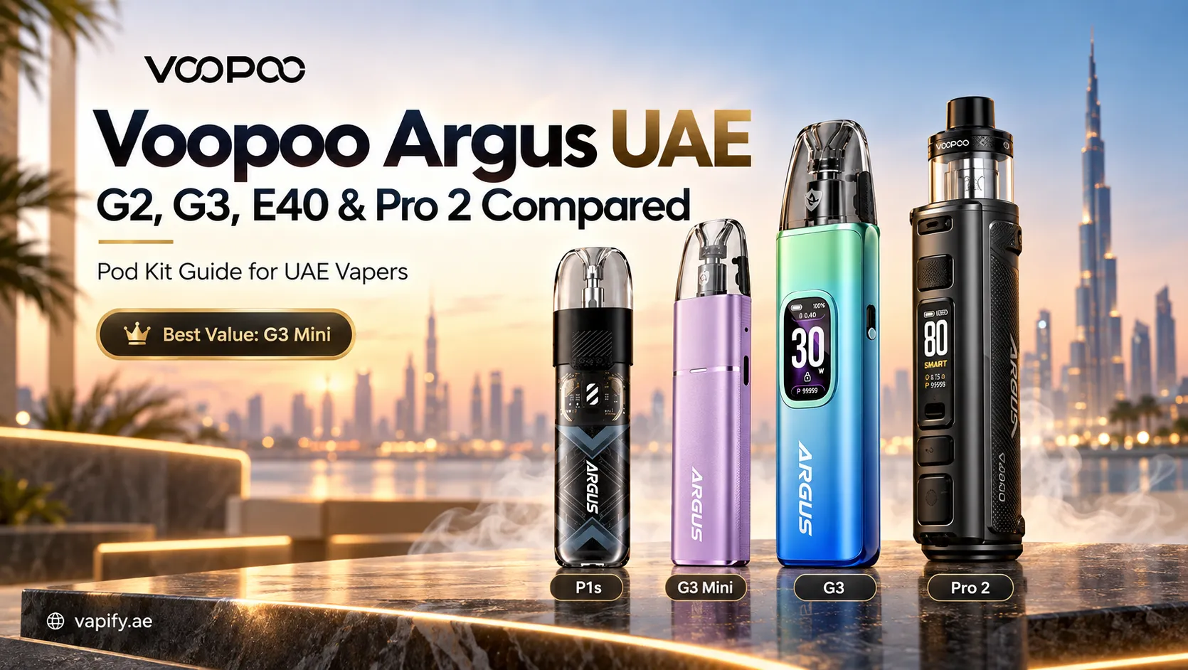 Voopoo Argus G3, G3 Mini, P1s and Pro 2 pod kits available in Dubai UAE