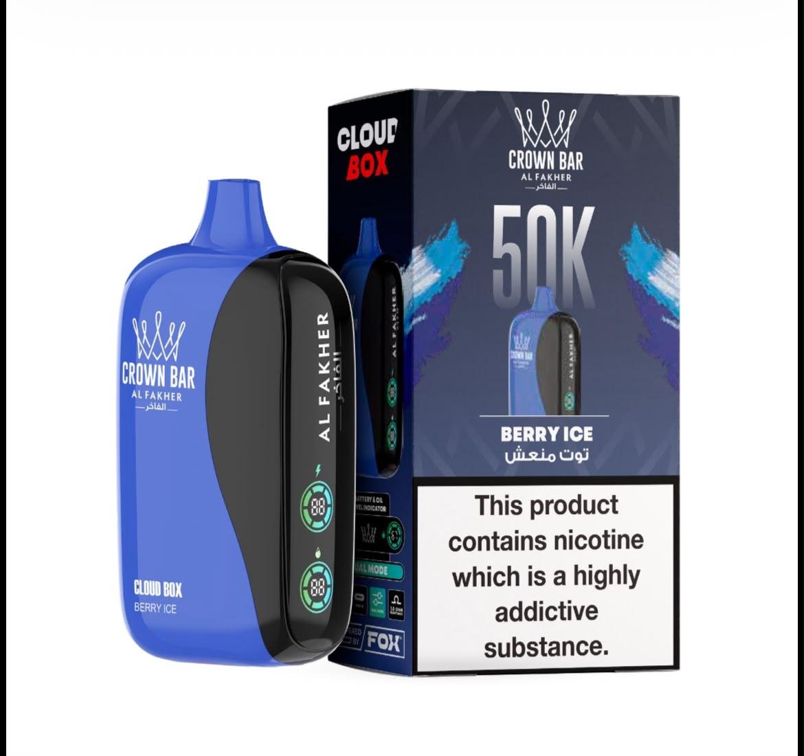 Al Fakher Crown Bar Cloud Box 50000 Puffs - Berry Ice Disposable Vape in Dubai