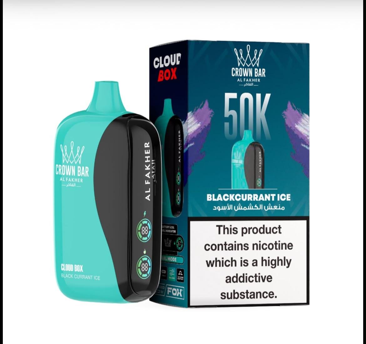 Al Fakher Crown Bar Cloud Box 50000 Puffs - Blackcurrant Ice Disposable Vape in Dubai