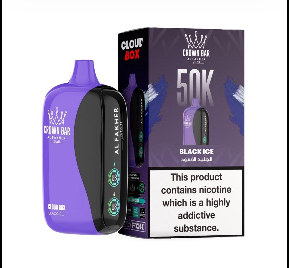 Al Fakher Crown Bar Cloud Box 50000 Puffs - Black Ice Disposable Vape in Dubai