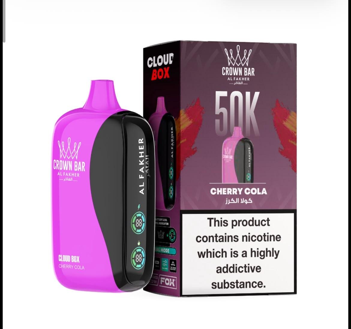 Al Fakher Crown Bar Cloud Box 50000 Puffs - Cherry Cola Disposable Vape in Dubai