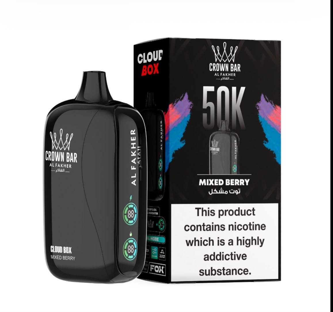 Al Fakher Crown Bar Cloud Box 50000 Puffs - Mixed Berry Disposable Vape in Dubai