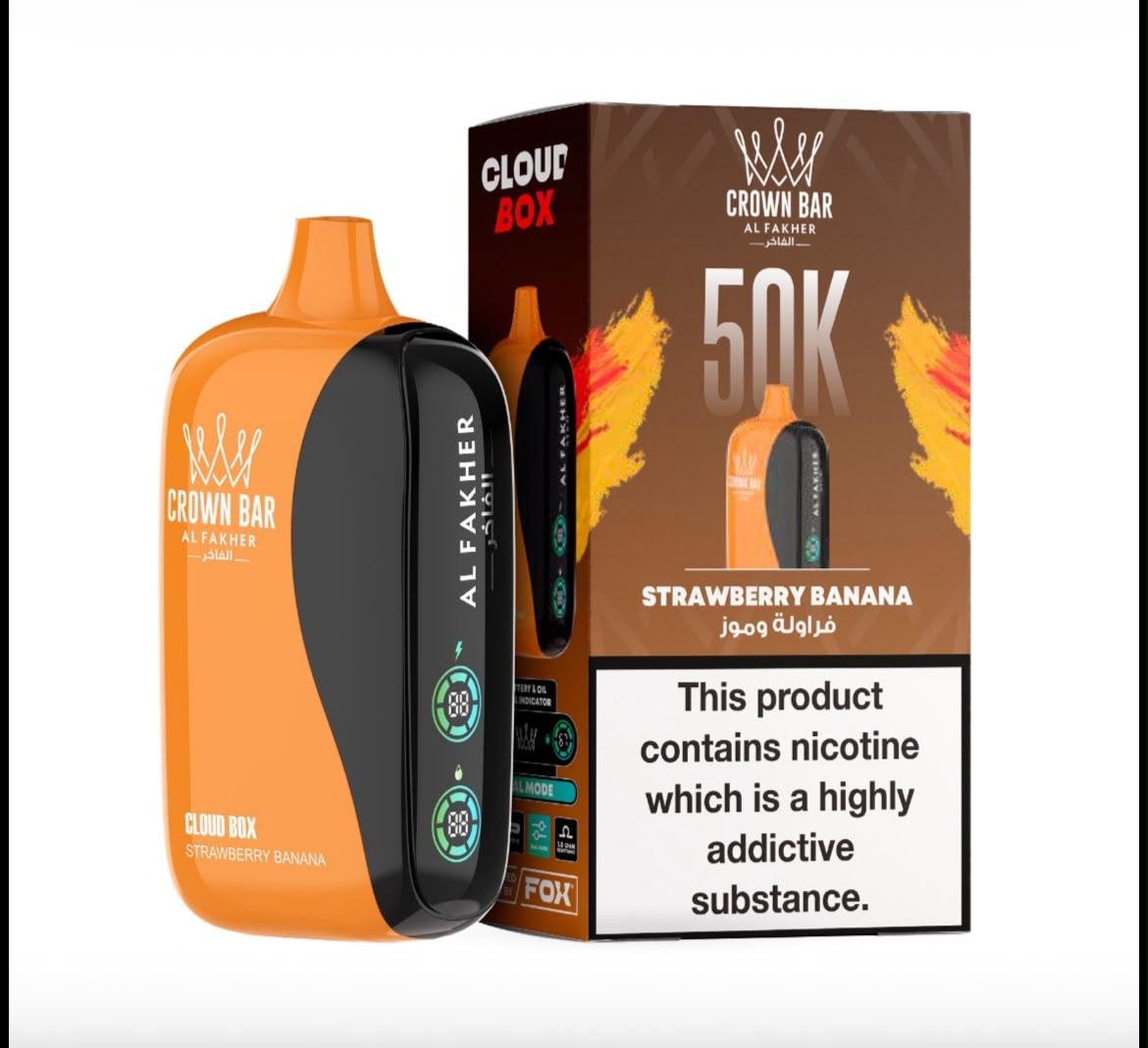 Al Fakher Crown Bar Cloud Box 50000 Puffs - Strawberry Banana Disposable Vape in Dubai