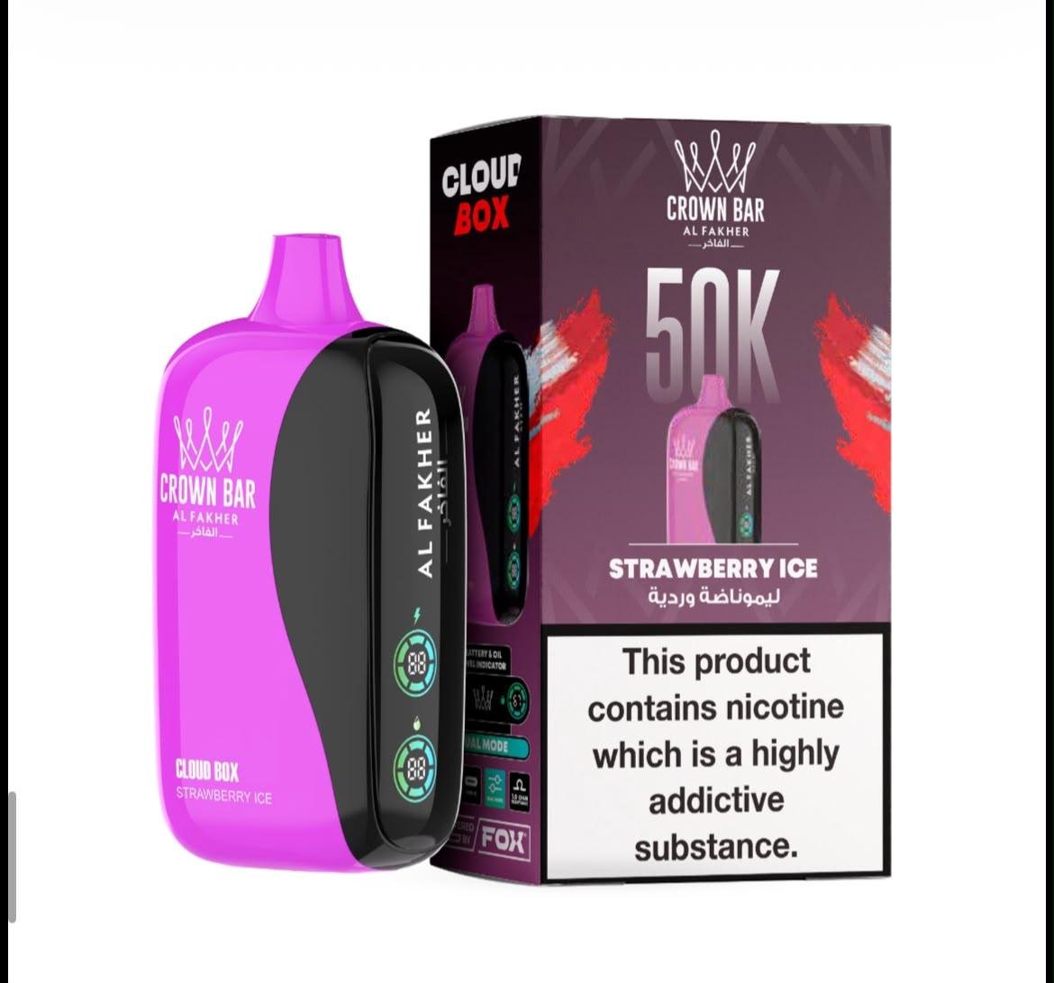 Al Fakher Crown Bar Cloud Box 50000 Puffs - Strawberry Ice Disposable Vape in Dubai