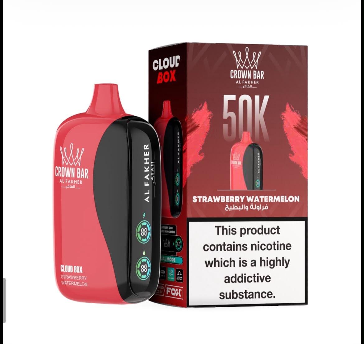 Al Fakher Crown Bar Cloud Box 50000 Puffs - Strawberry Watermelon Disposable Vape in Dubai