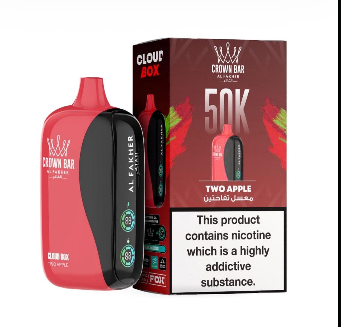 Al Fakher Crown Bar Cloud Box 50000 Puffs - Two Apple Disposable Vape in Dubai