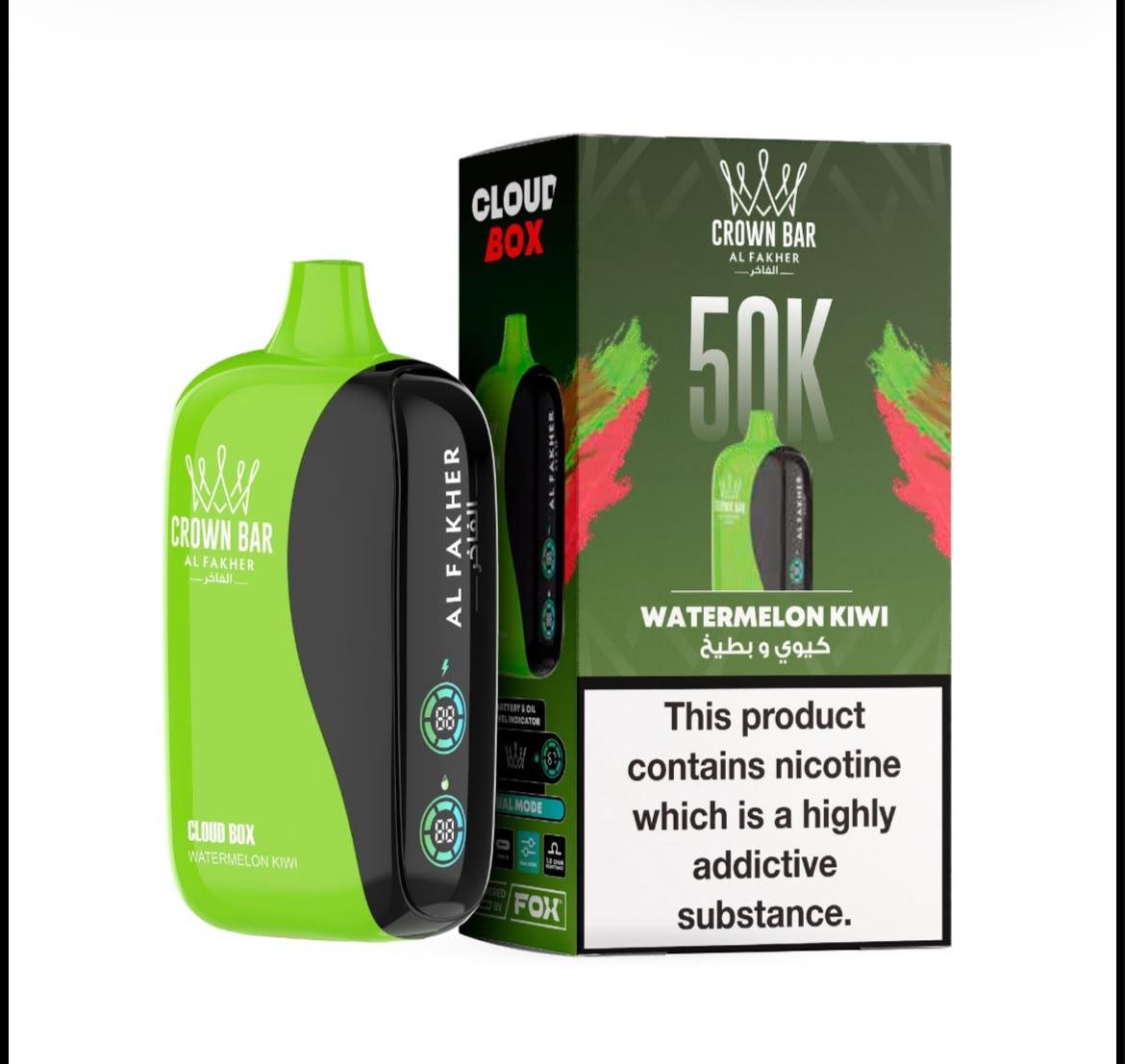 Al Fakher Crown Bar Cloud Box 50000 Puffs - Watermelon Kiwi Disposable Vape in Dubai